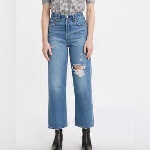 Levi’s Ribcage Straight Leg Ankle High Rise Distressed Jeans W29x L27 EUC